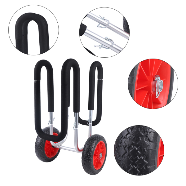 Aluminum Surfboard Cart Paddle Board Rack Storage Shelf with PU Wheel 45*46*66cm